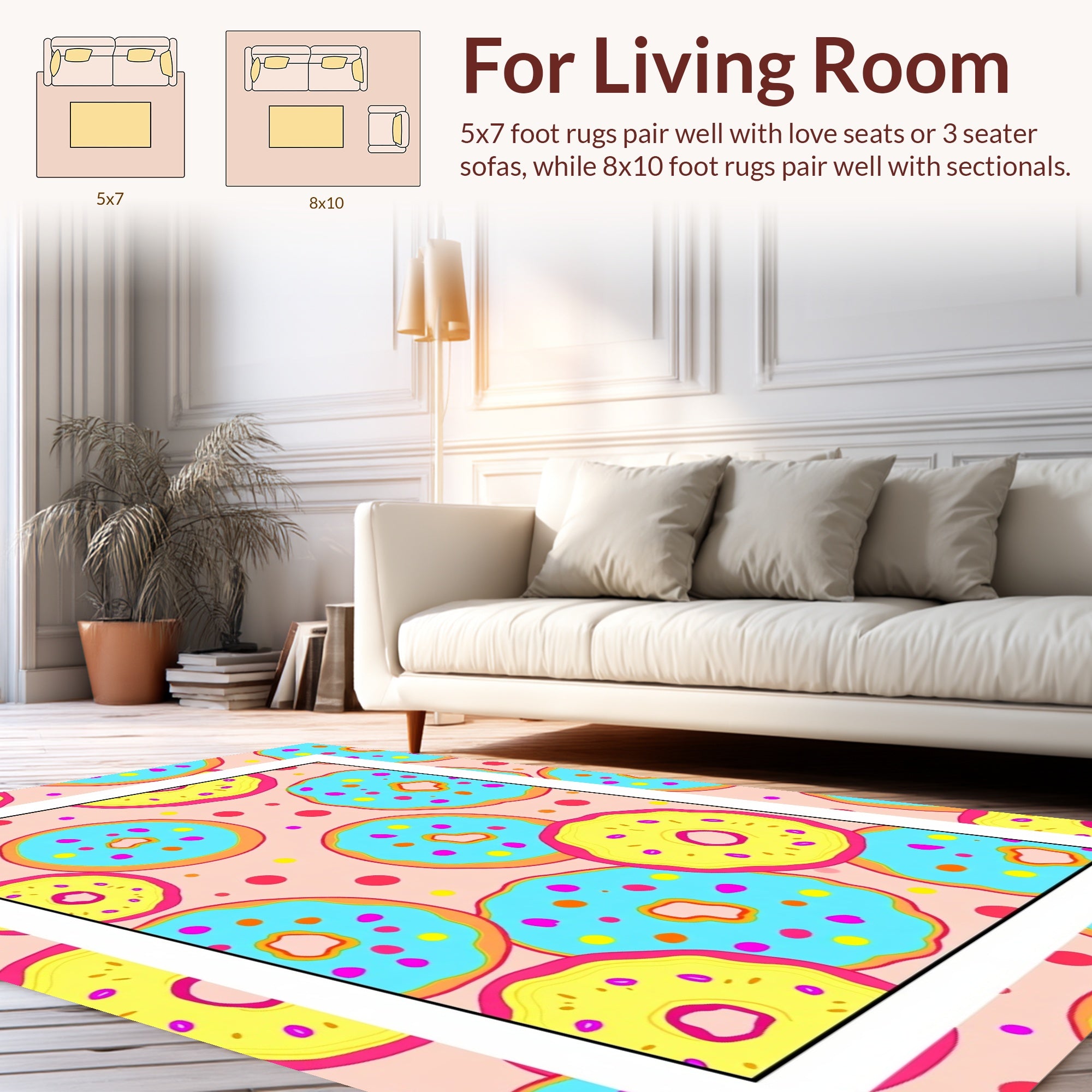 Sweet Donut Pattern Pop Art Rug