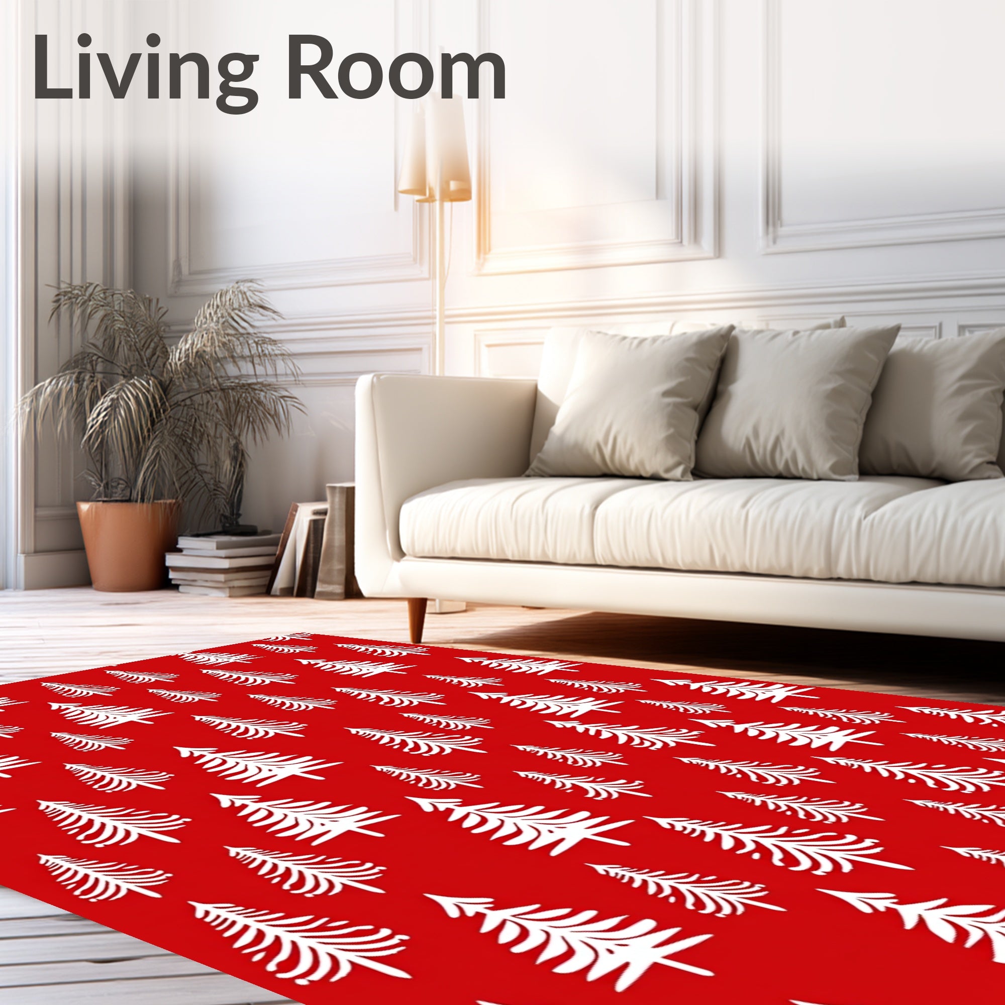 Crimson White Evergreen Forest Repeat Rug