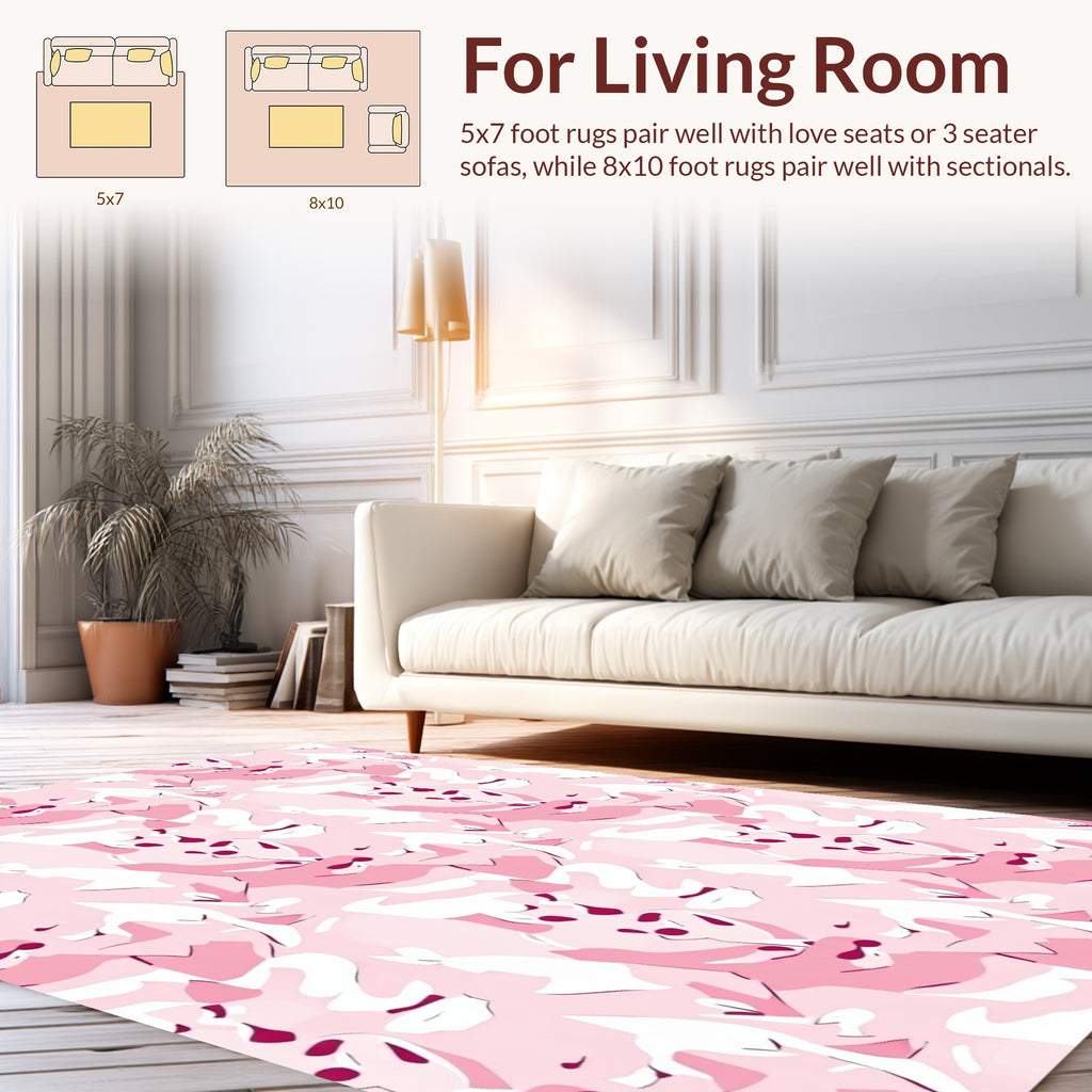 Modern Pink Abstract Camouflage Pattern Rug