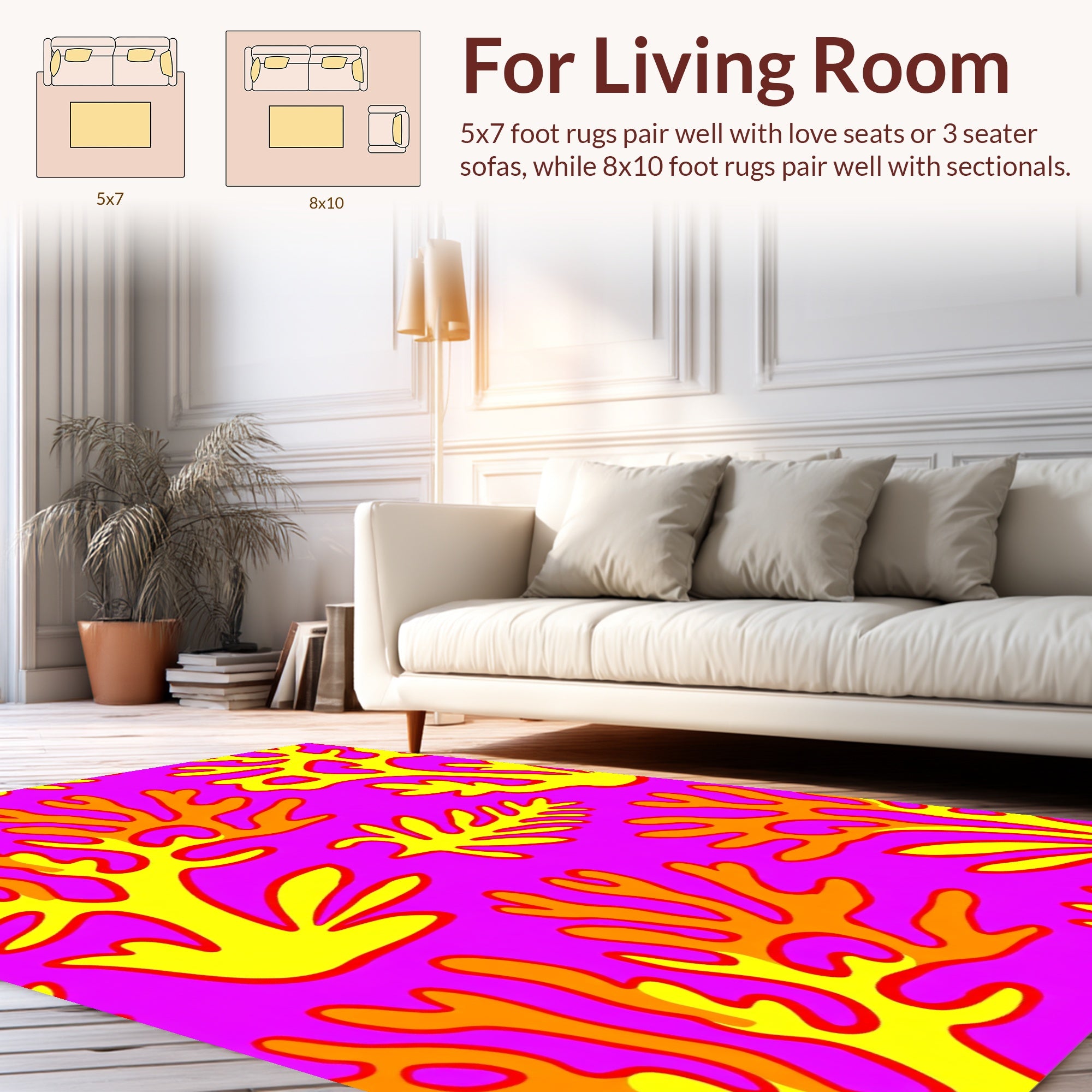 Abstract Coral Branch Pattern Rug