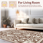 Ornate Floral Swirls Brown Rug