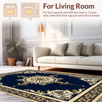 Intricate Gold Floral Medallion Design Rug