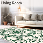 Deep Forest Green Mandalas Accents Rug