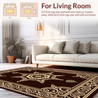 Elegant Medallion Scroll Border Design Rug