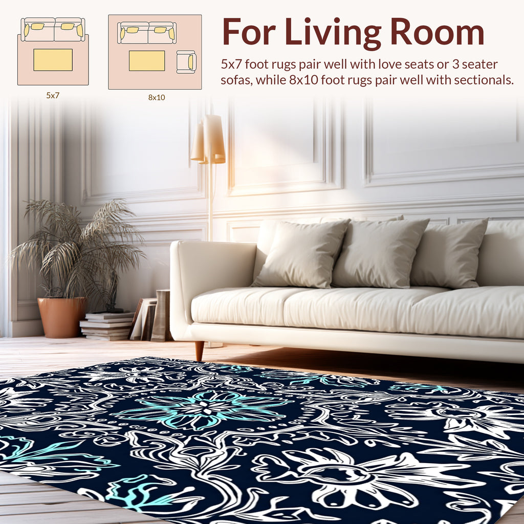Modern Floral Outline Pattern Rug