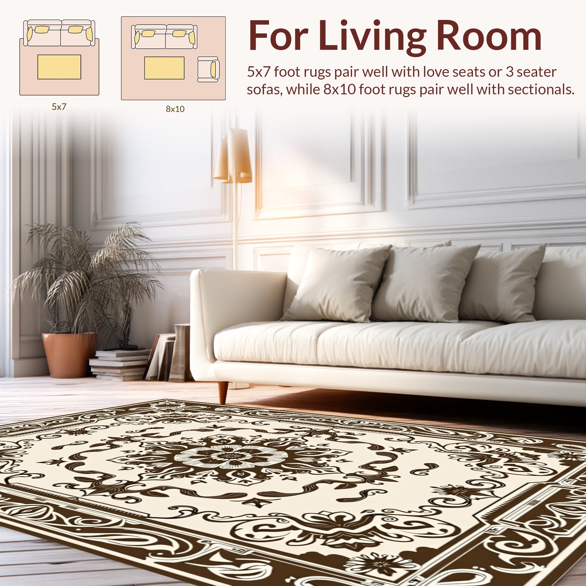 Classic Floral Scrollwork Motif Rug