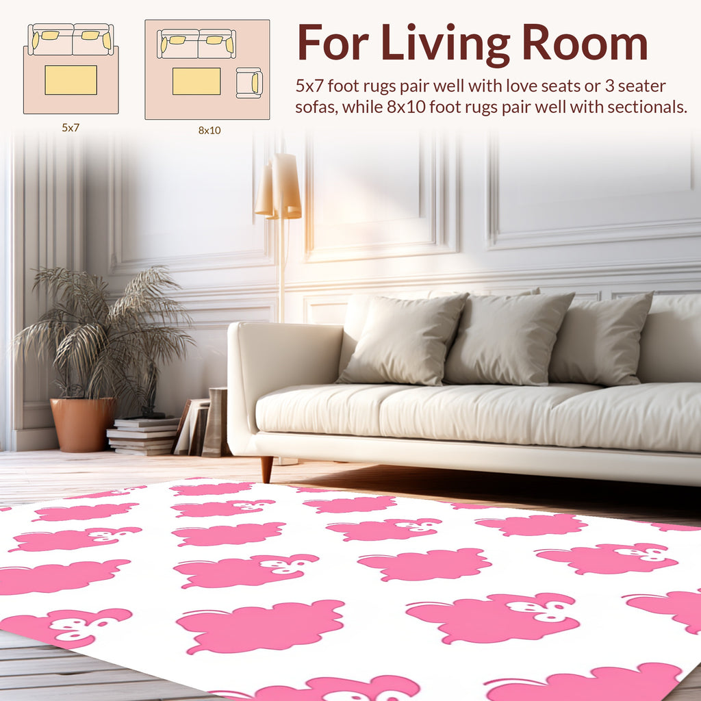 Pink Cloud Pattern Print Rug