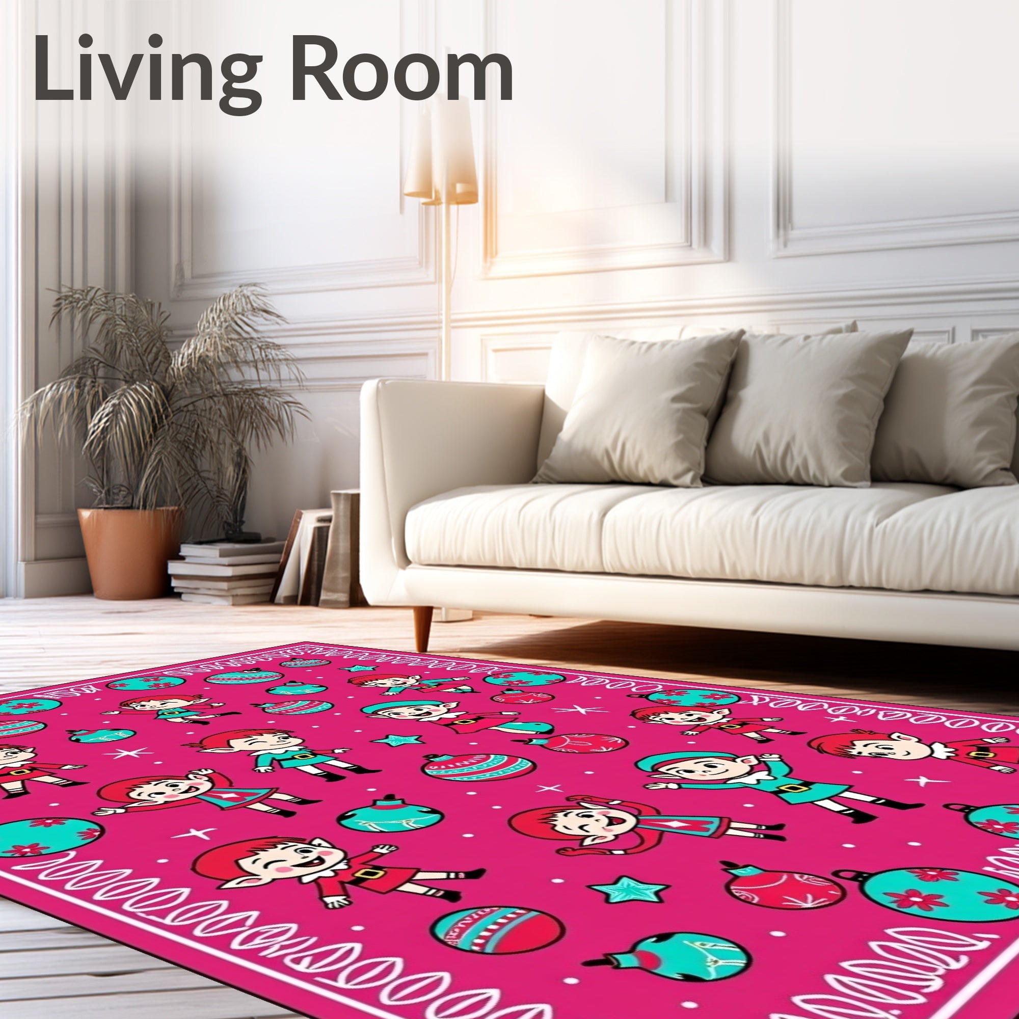 Festive Elf Christmas Ornament Celebration Rug