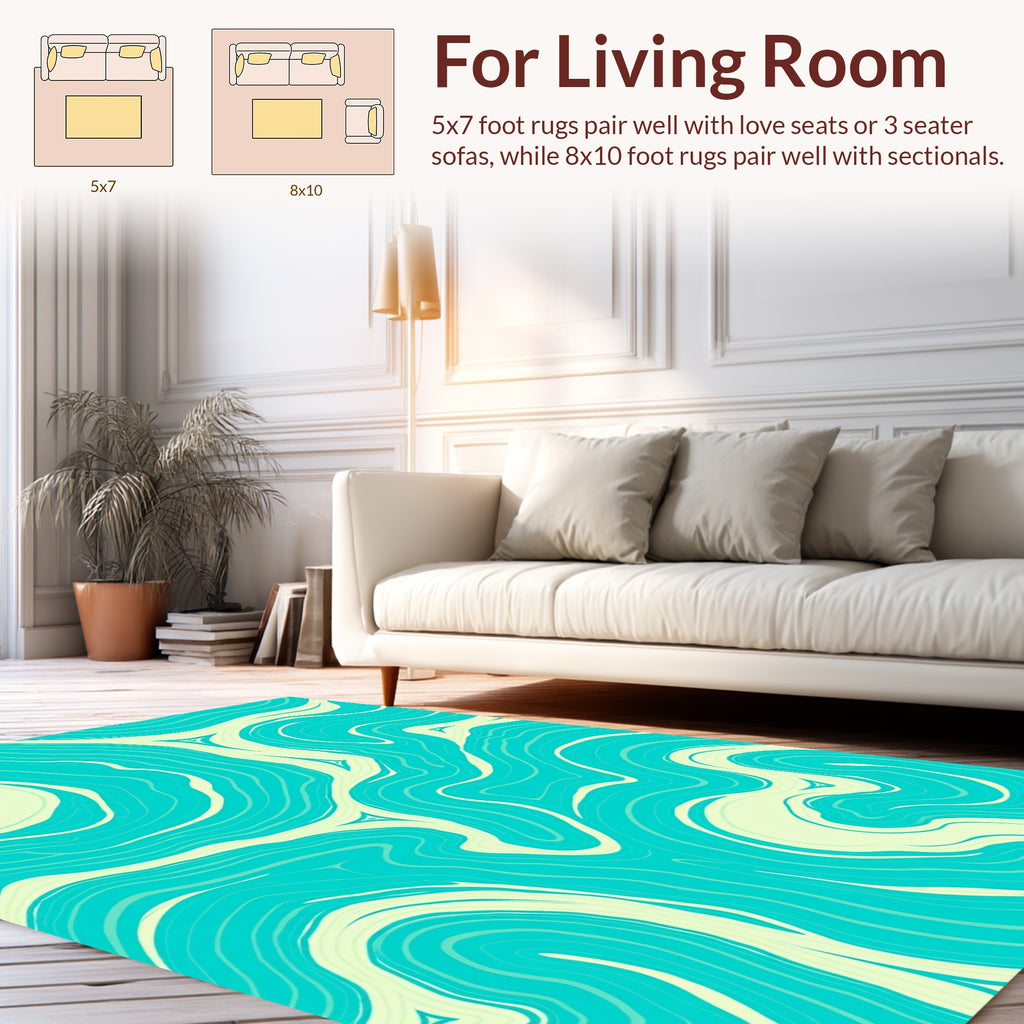 Abstract Aqua Flow Pattern Rug