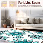 Teal Sunburst Floral Pattern Rug