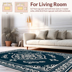 Ornate Floral Medallion Inlaid Geometric Rug