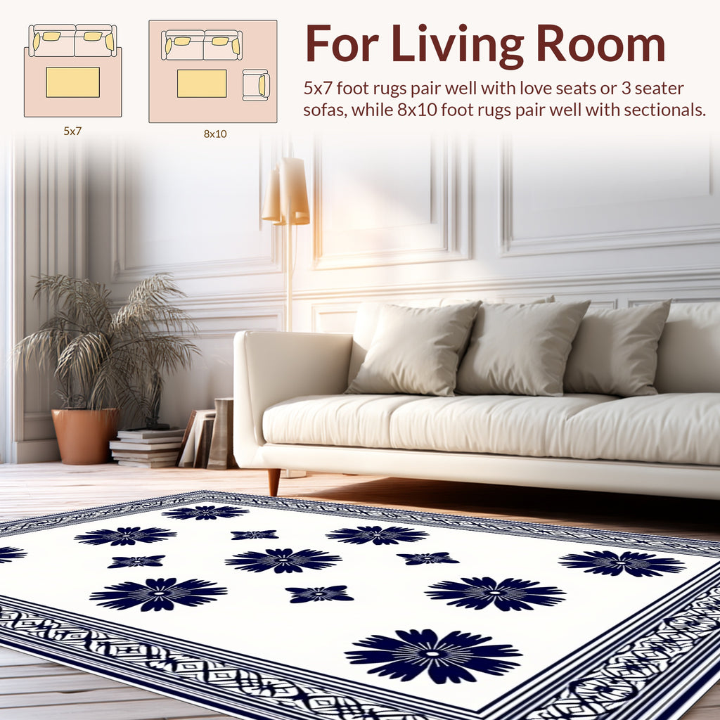 Classic Floral Border Design Rug