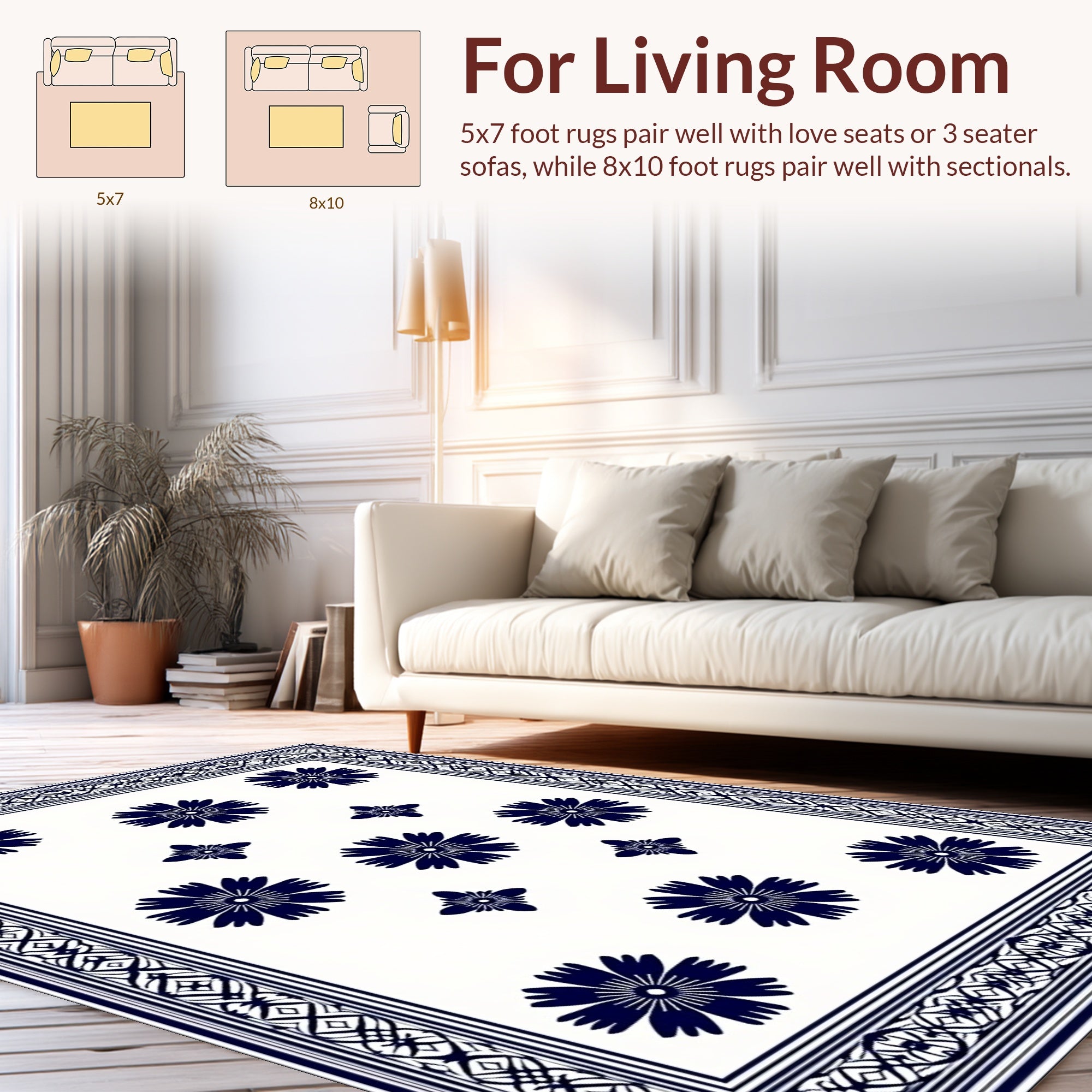 Classic Floral Border Design Rug