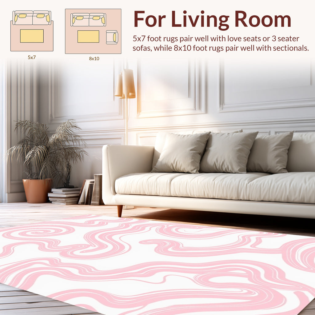 Soft Pink Swirls Abstract Design Rug