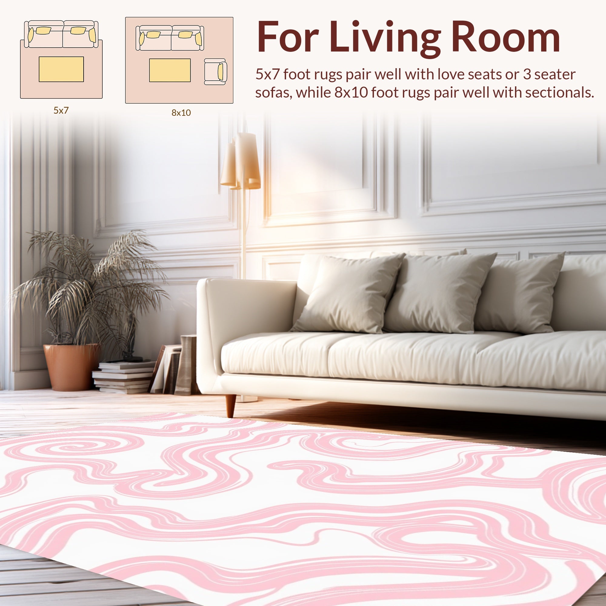 Soft Pink Swirls Abstract Design Rug