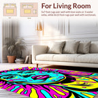 Psychedelic Portrait with Neon Splatter Rug