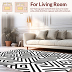 Abstract Black White Maze Design Rug