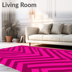 Bold Pink Zigzag Pattern Rug