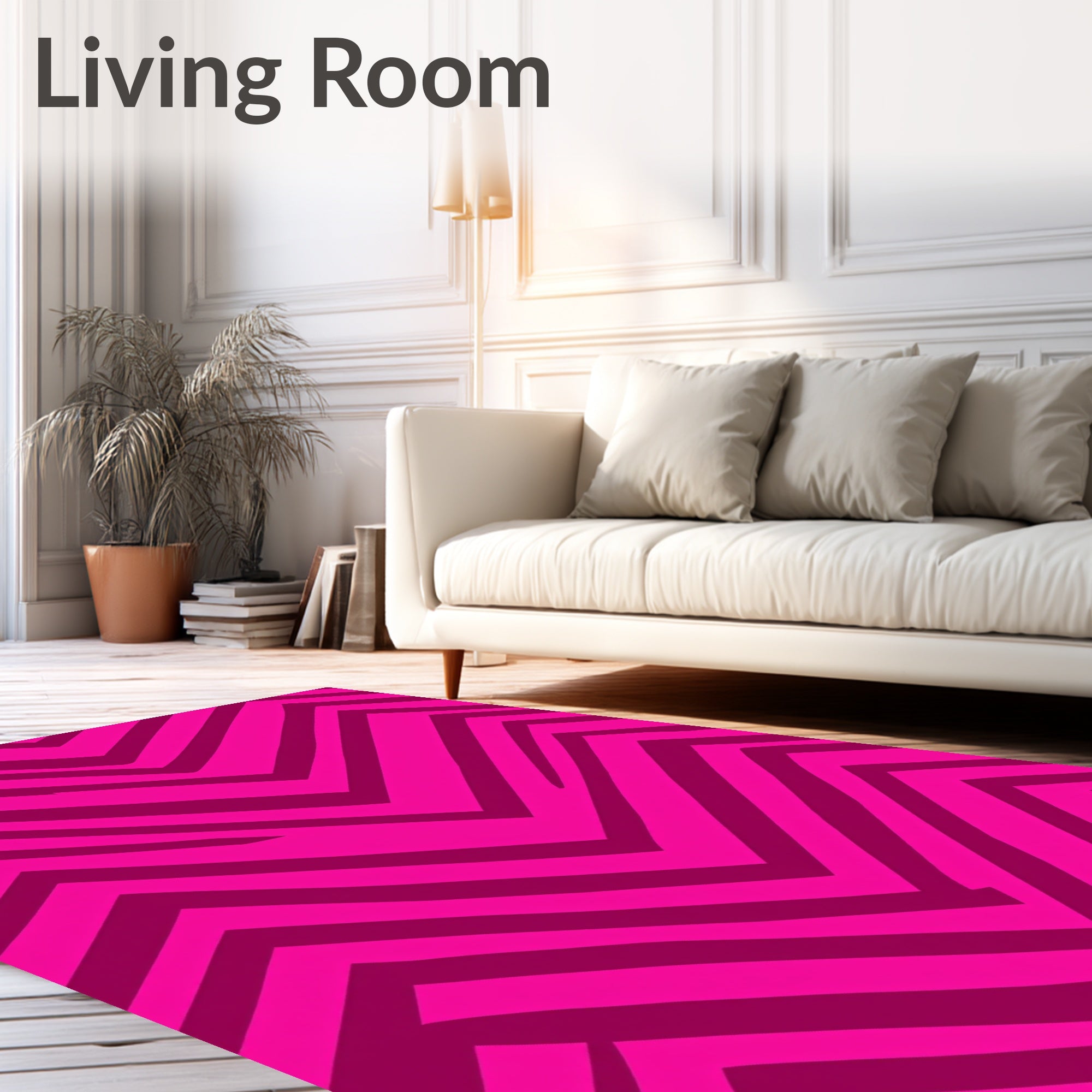 Bold Pink Zigzag Pattern Rug