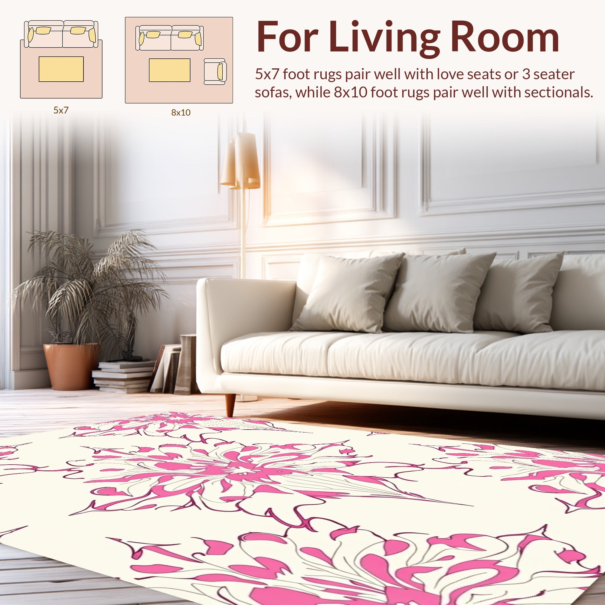 Pink Floral Mandala Pattern Rug
