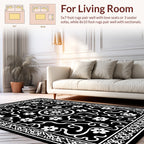 Classic White Floral Scrollwork Pattern Rug