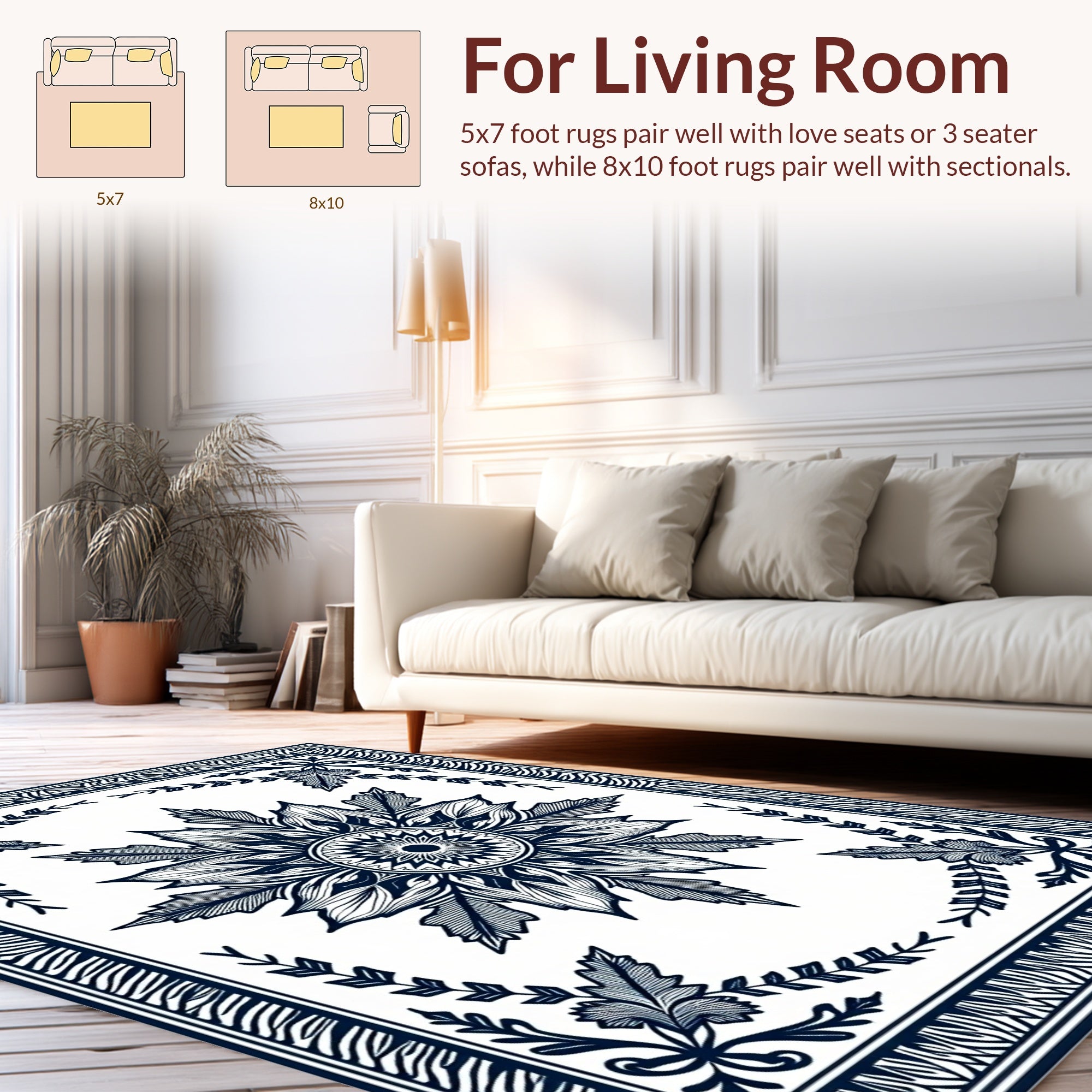 Intricate Floral Starburst Mandala Design Rug