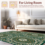 Intricate Medallion Green Gold Pattern Rug