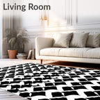 Gothic Black White Diamond Pattern Rug