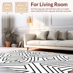 Abstract Black White Maze Design Rug
