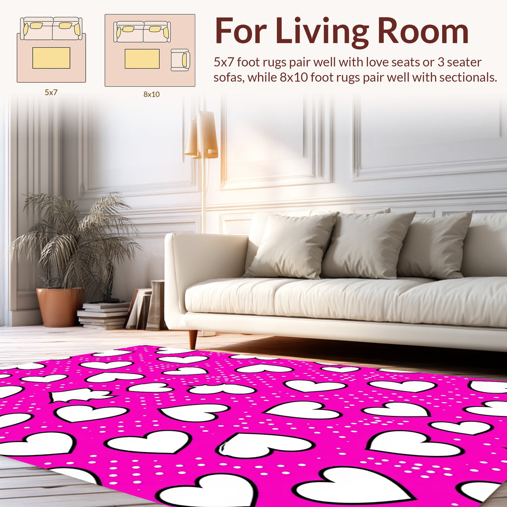 Hot Pink Heart Patterned Joy Rug