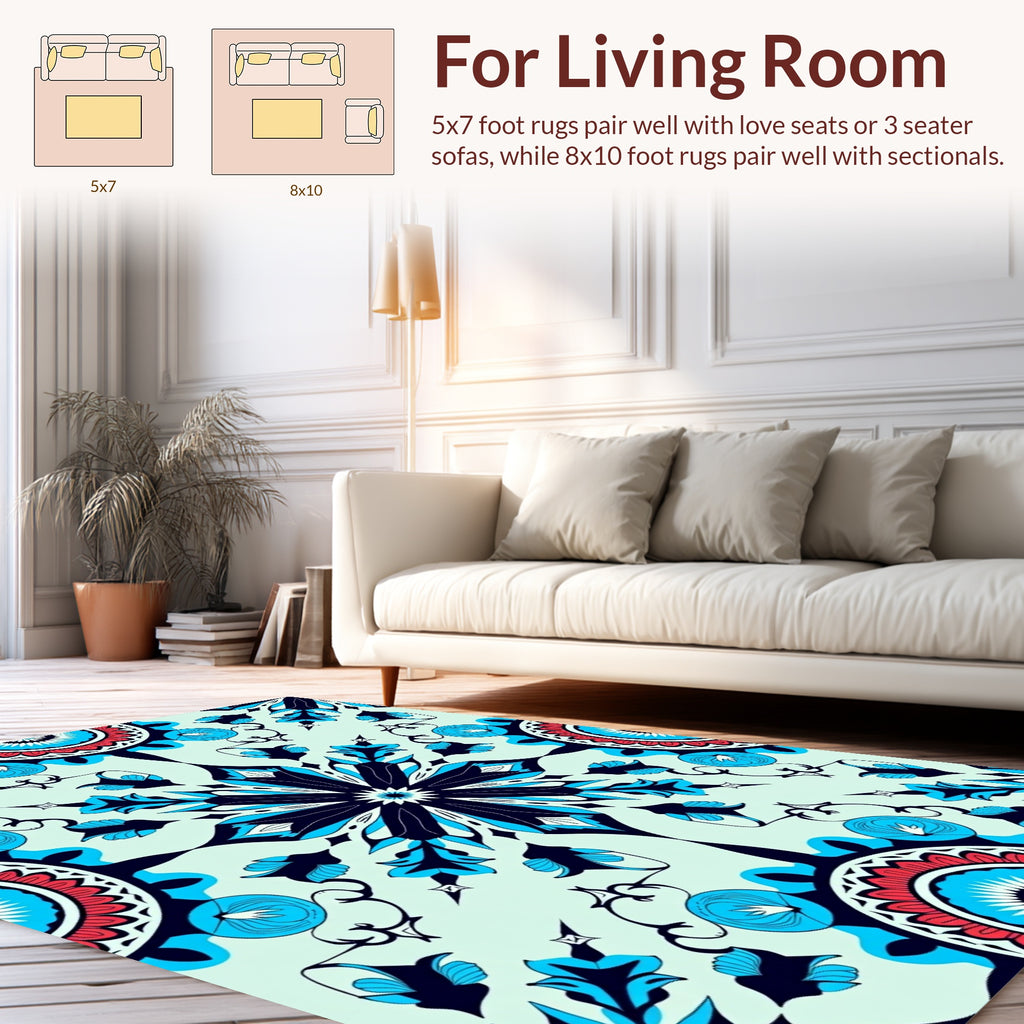Intricate Floral Mandala Pattern Design Rug