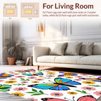 Whimsical Butterflies And Flowers Pattern Rug