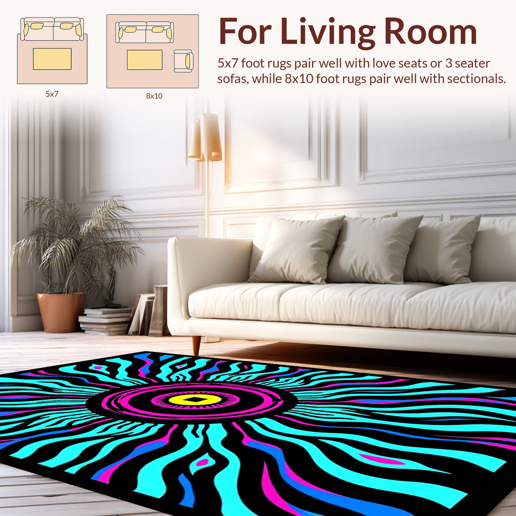 Vibrant Electric Sunburst Pattern Rug