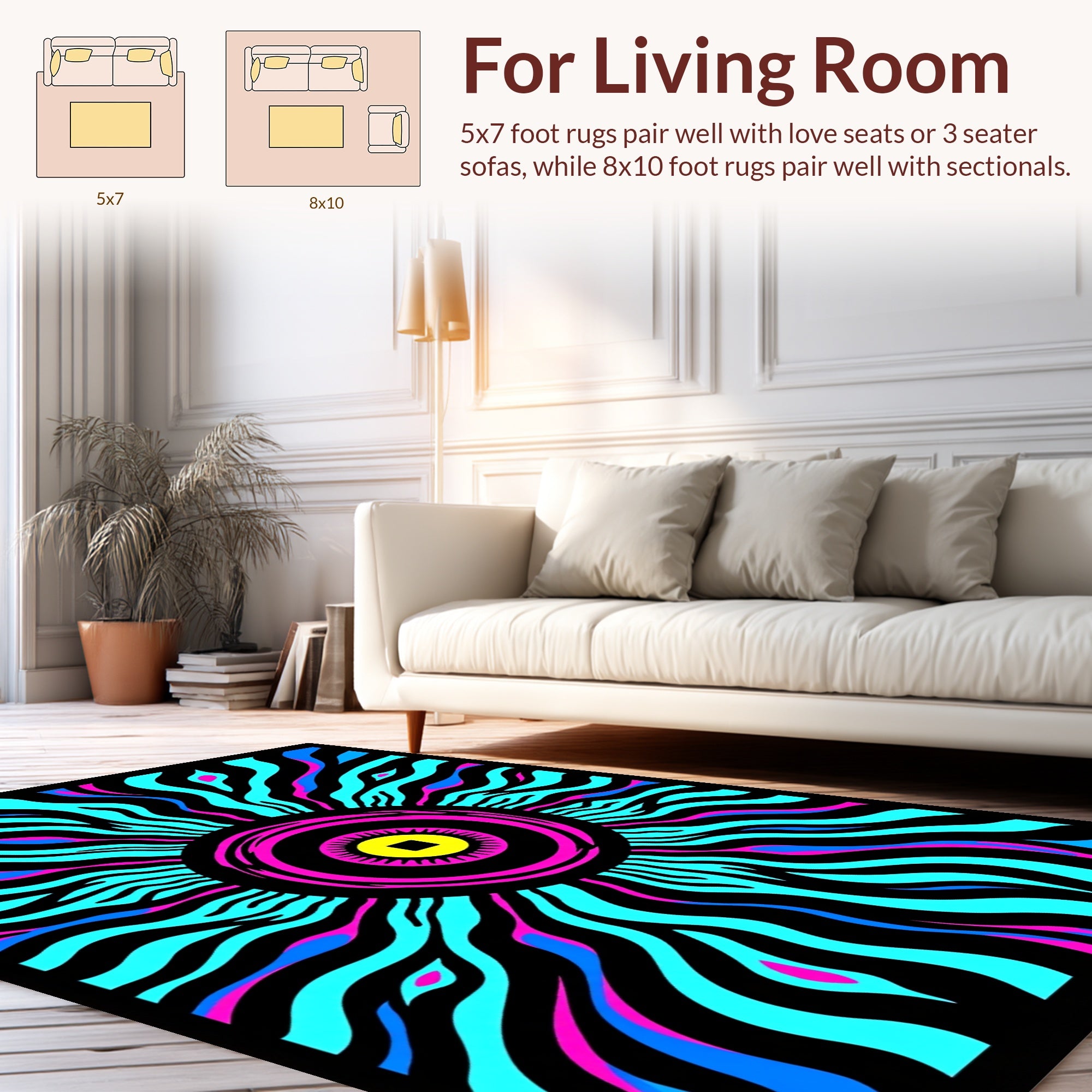 Vibrant Electric Sunburst Pattern Rug