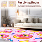 Whimsical Pink Donut Pattern Rug