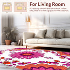Vibrant Pink Orange Floral Mandala Pattern Rug