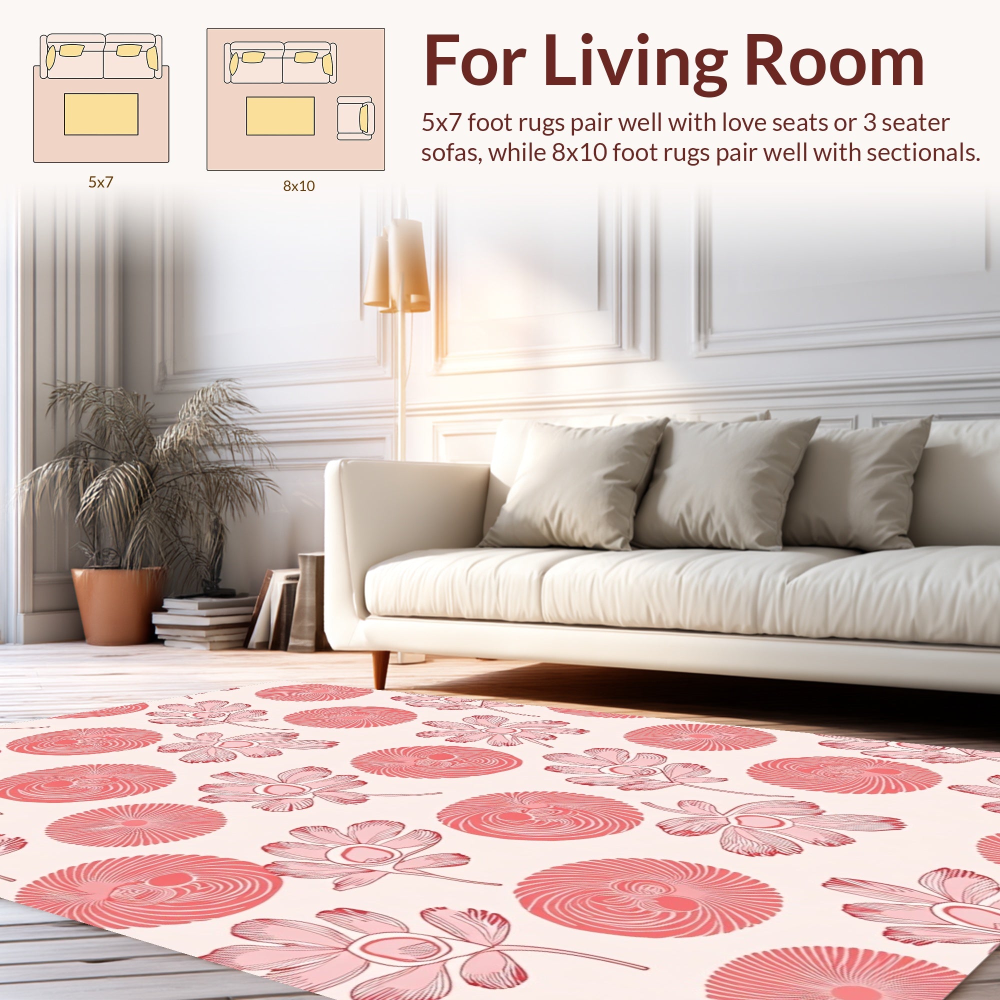 Pink Floral Daisy Inspired Pattern Rug