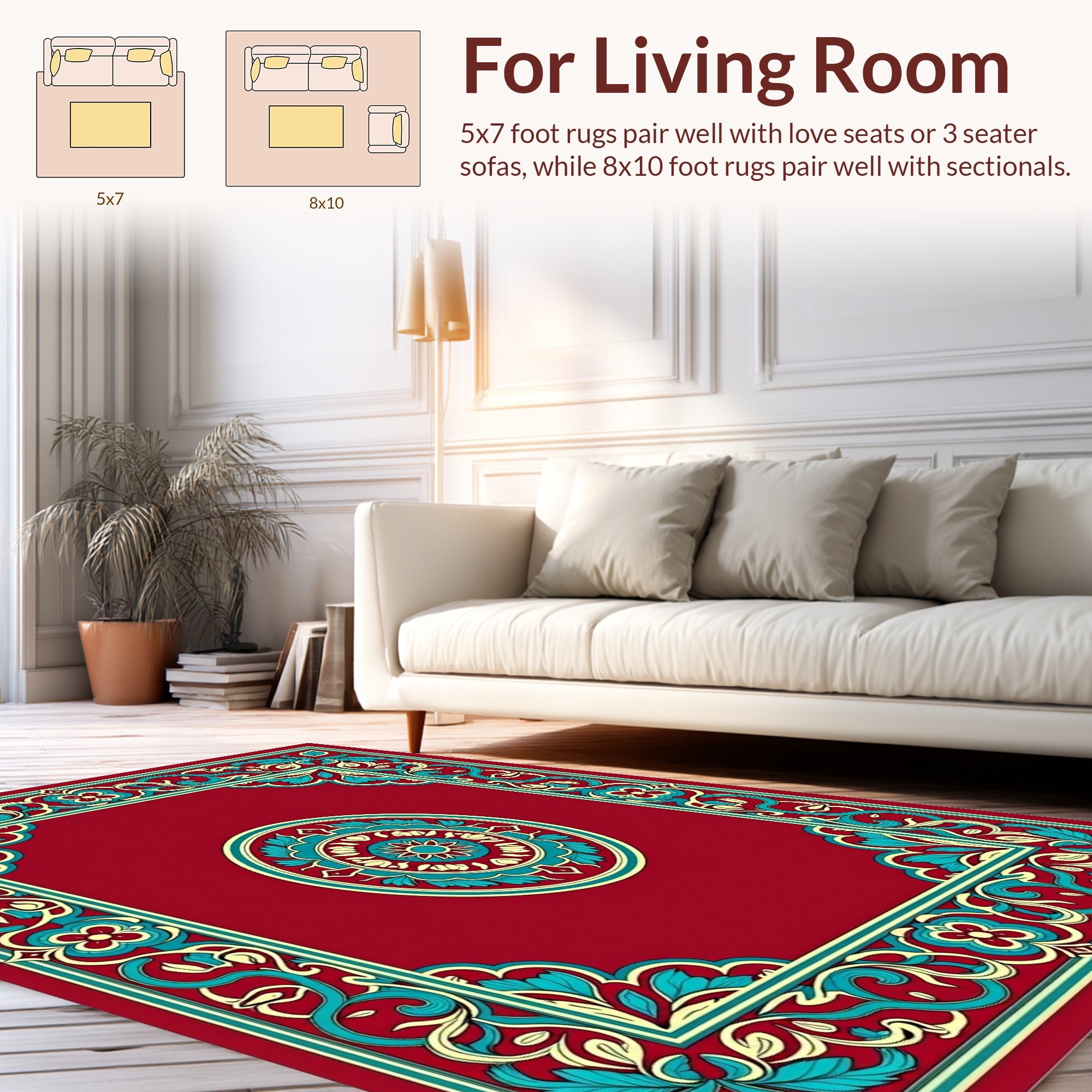 Ornamental Floral Border Medallion Design Rug