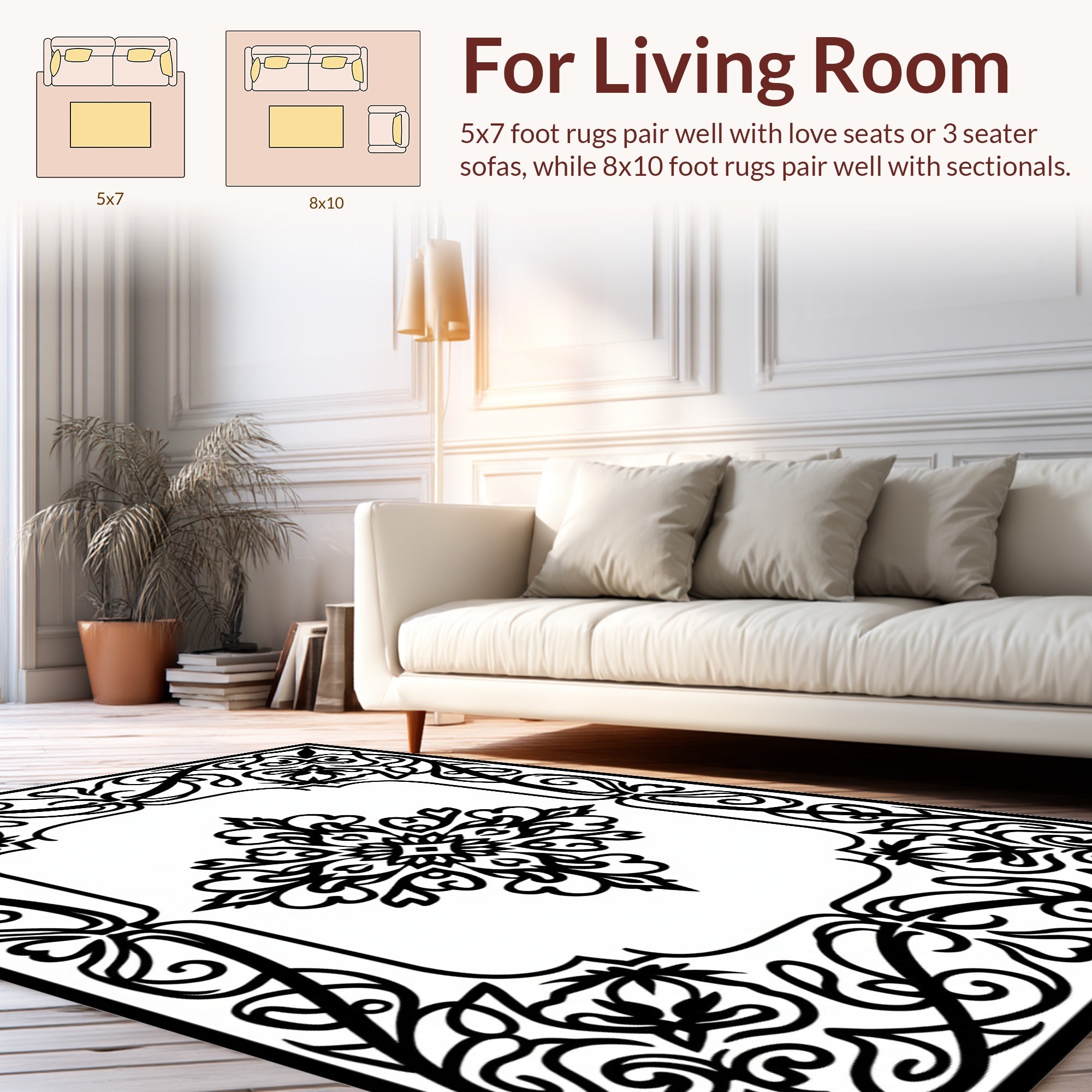 Intricate Floral Scrollwork Design Rug