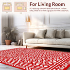 Bold Red Geometric Motif Rug