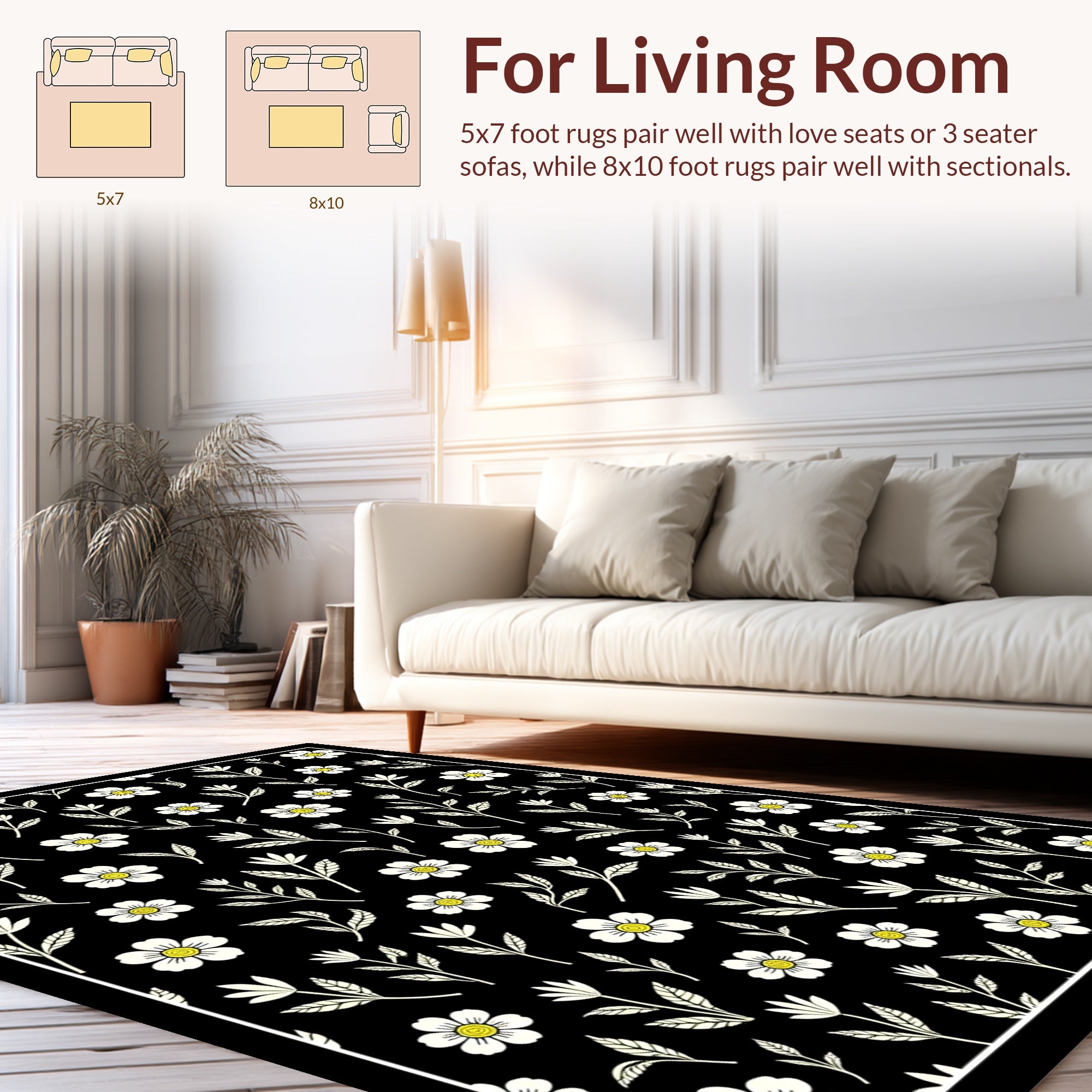 Whimsical Floral Pattern Rug