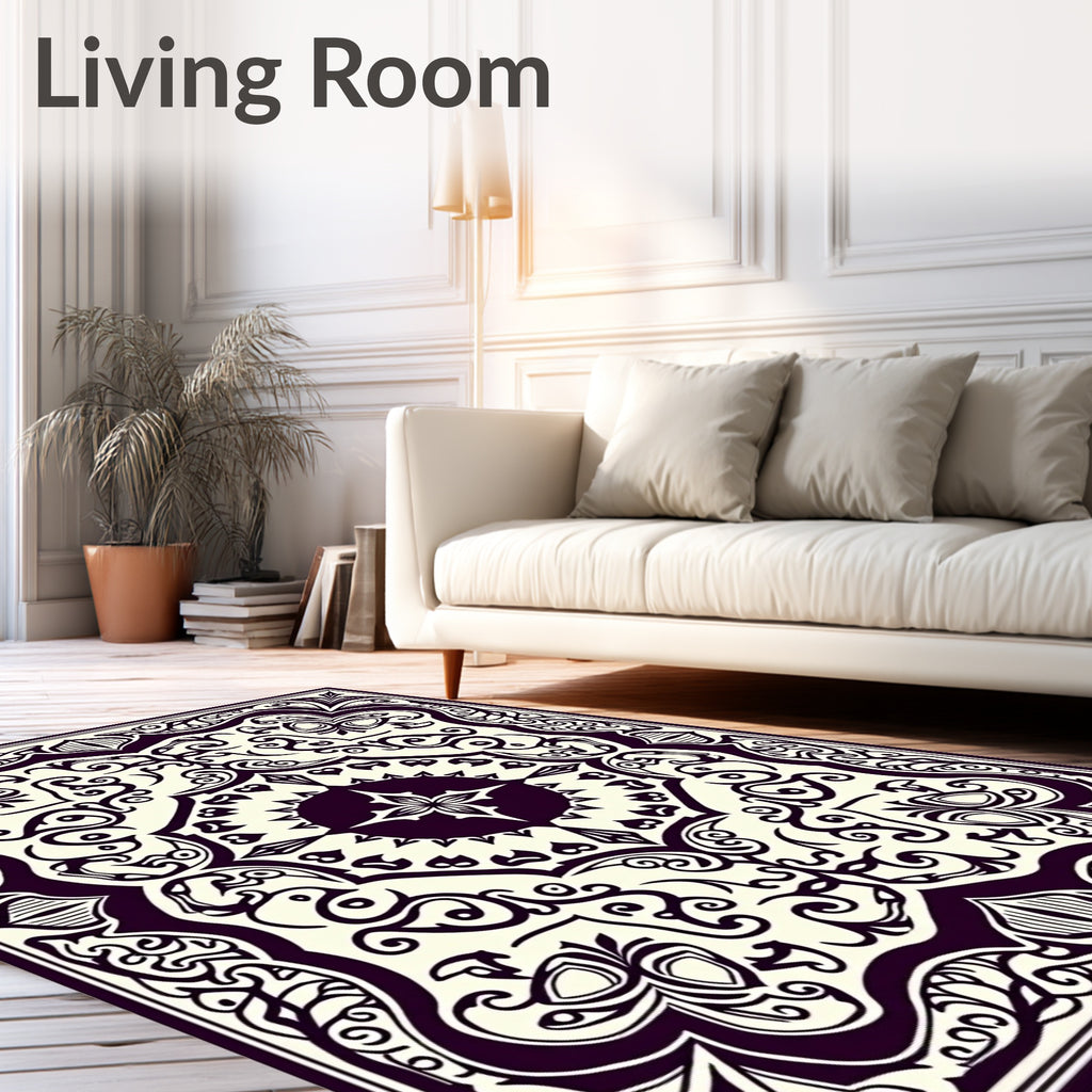Ornate Scrollwork Floral Mandala Rug