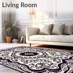 Ornate Scrollwork Floral Mandala Rug