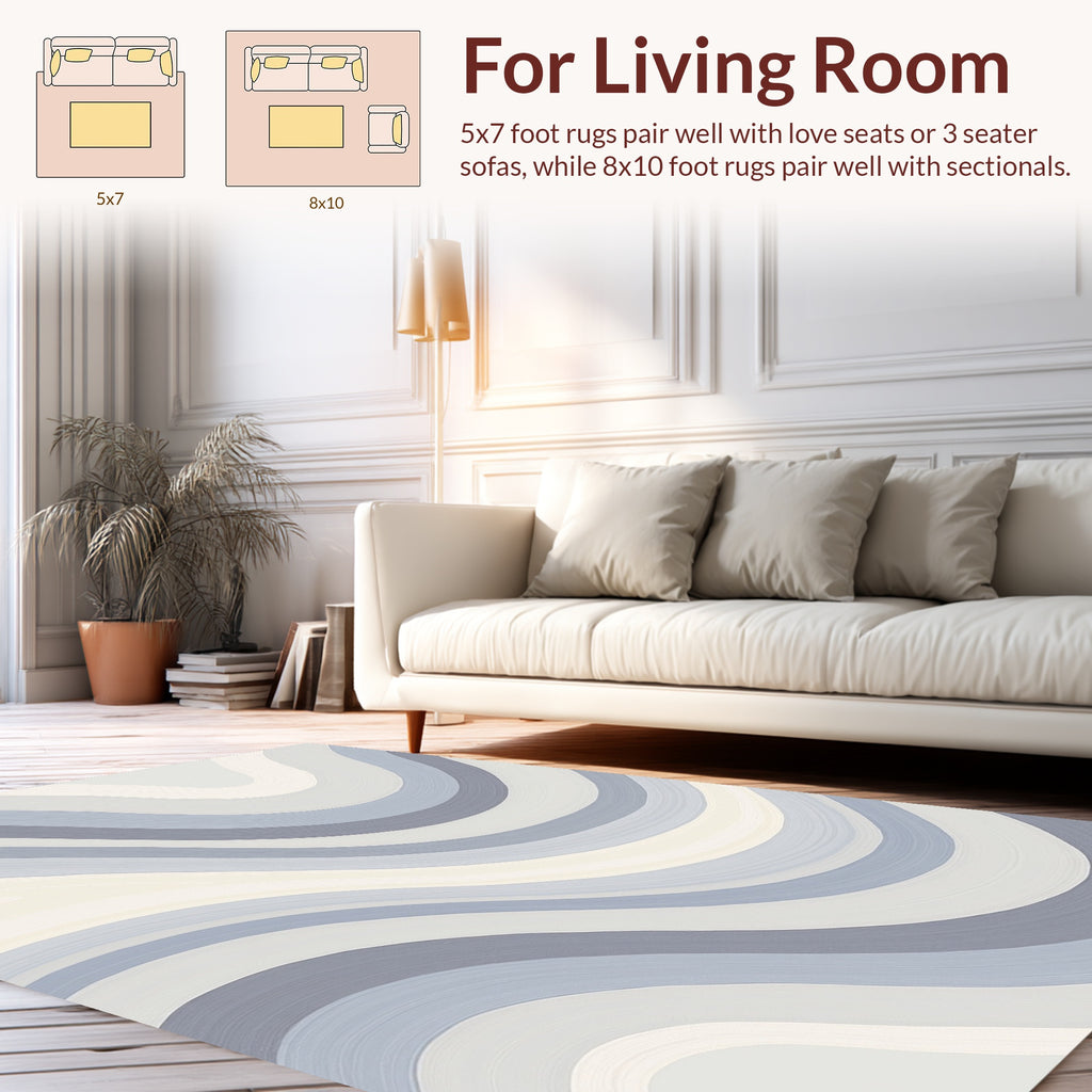 Cool Tone Wavy Stripe Design Rug