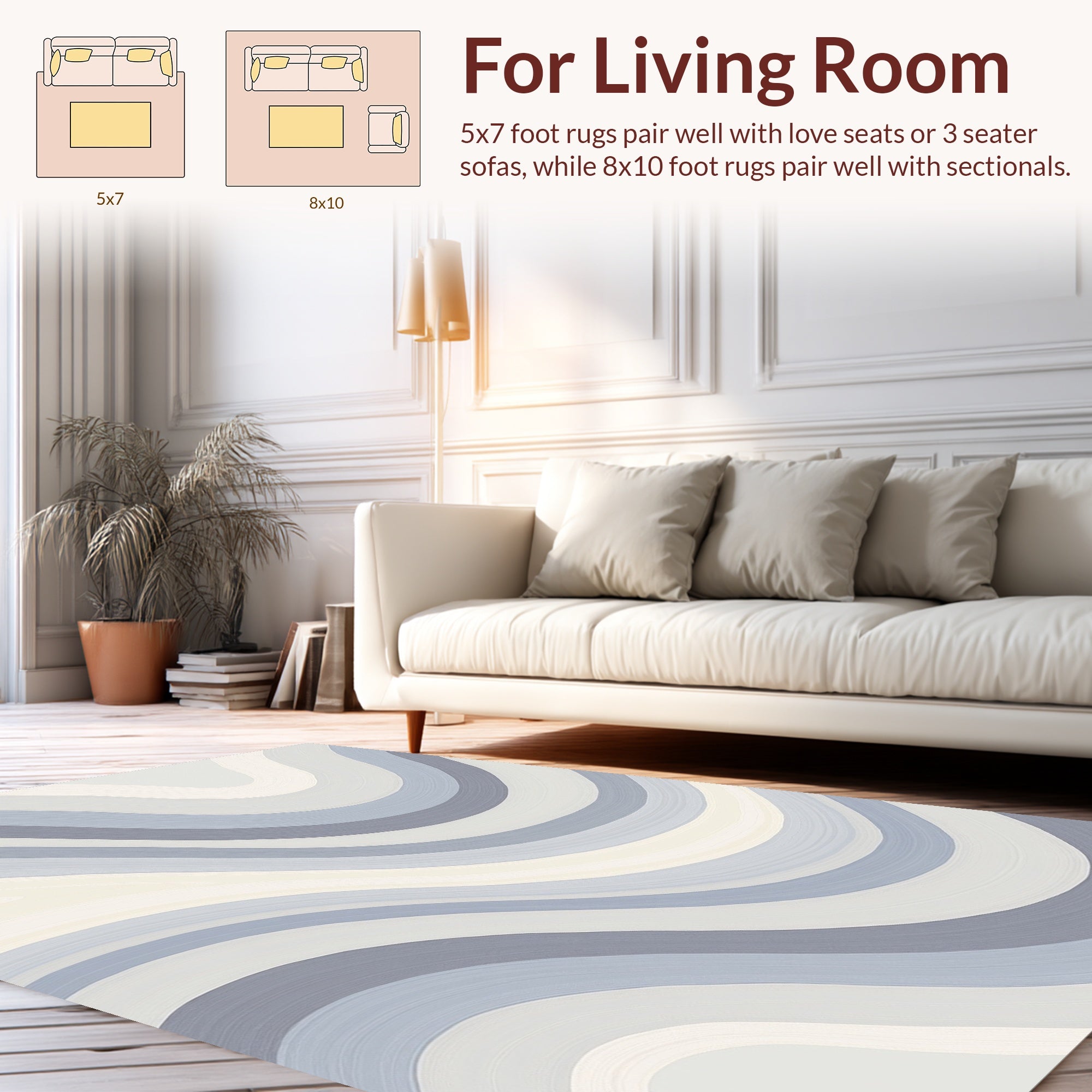 Cool Tone Wavy Stripe Design Rug