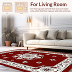 Rich Red Floral Medallion Border Rug