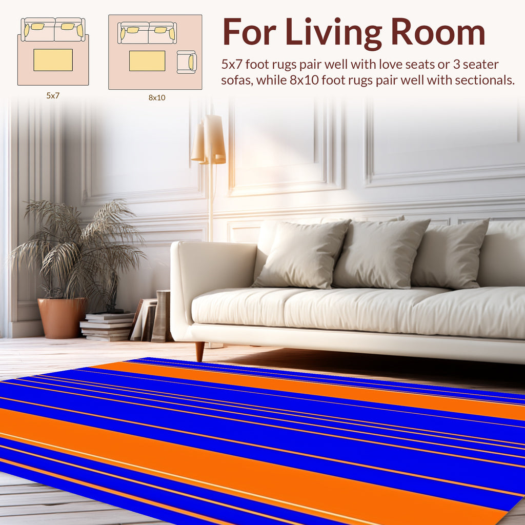 Bold Orange Blue Vertical Lines Rug