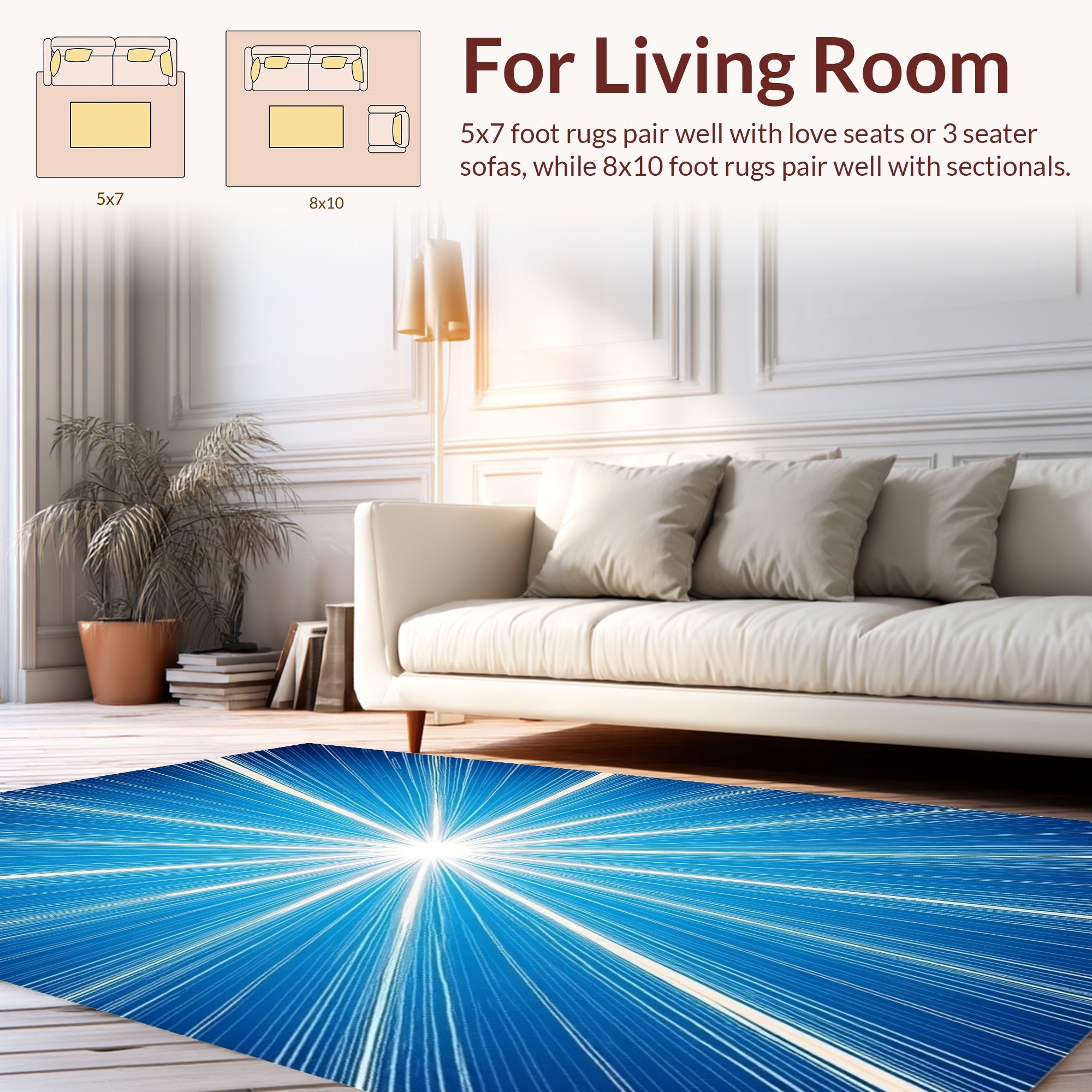 Radiant Blue Burst Pattern Rug