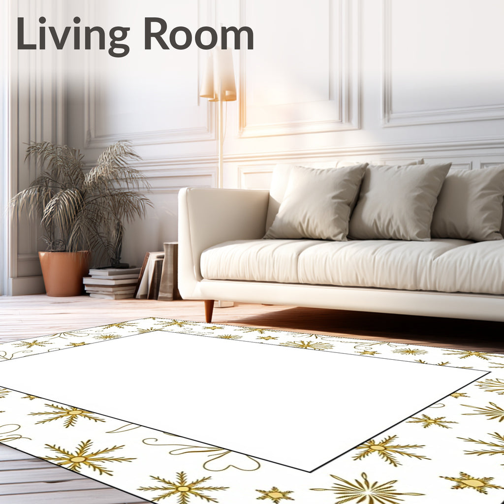 Golden Snowflake Scatter Rug