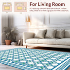 Classic Geometric Blue and Green Pattern Rug